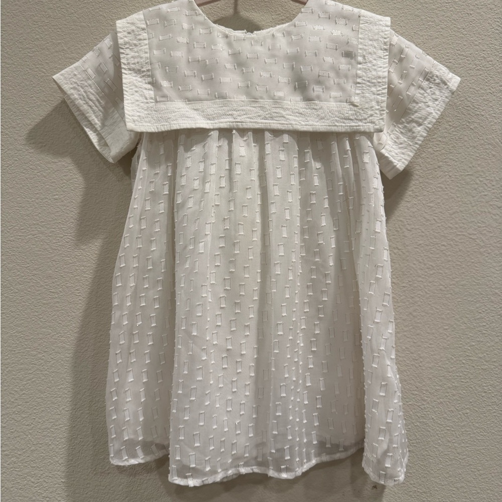 Chloe kids White Textured Baby Dress in size 2